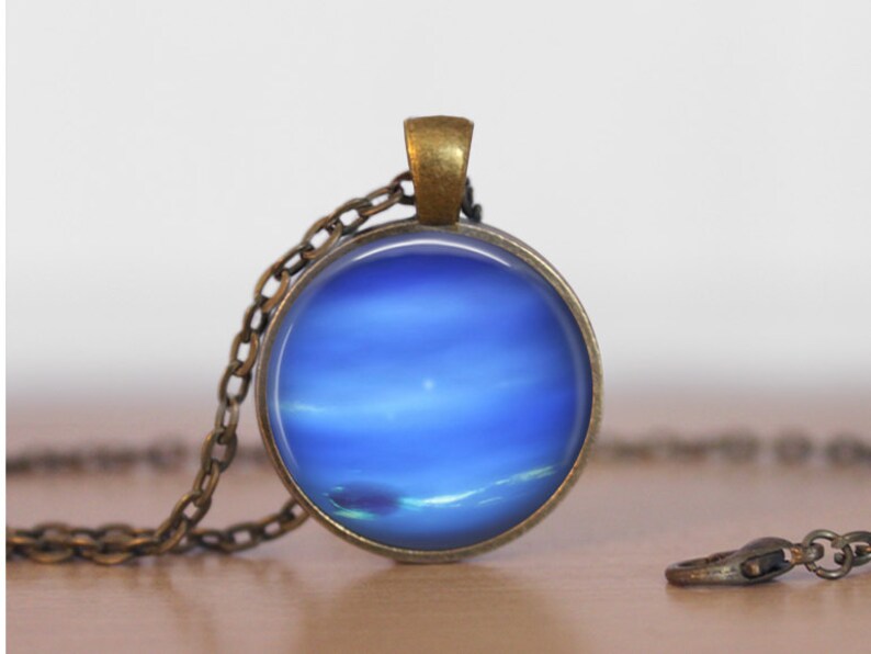 Neptune Necklace, Neptune Pendant, Neptune Jewelry, Neptune Charm, Space Necklace, Space Pendant, Space Jewelry, Space Charm image 2