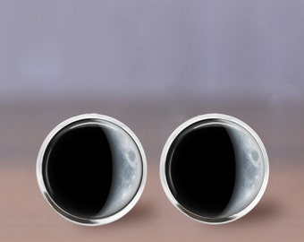 Waxing Crescent Moon Earrings Stud or Lever Back (Fuller)