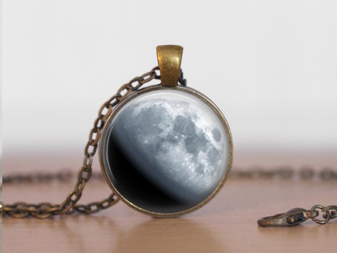 Waxing Gibbous Moon Necklace, Waxing Gibbous Moon Pendant, Waxing