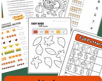 Kinder Thanksgiving Activity Bundle | Preschool & Kindergarten Printable Worksheets
