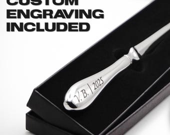 Custom Engraved Letter Opener, Personalized Desk Accessory, Minimalist Gift, Elegant Office Gift, Initials or Message in Gift Box
