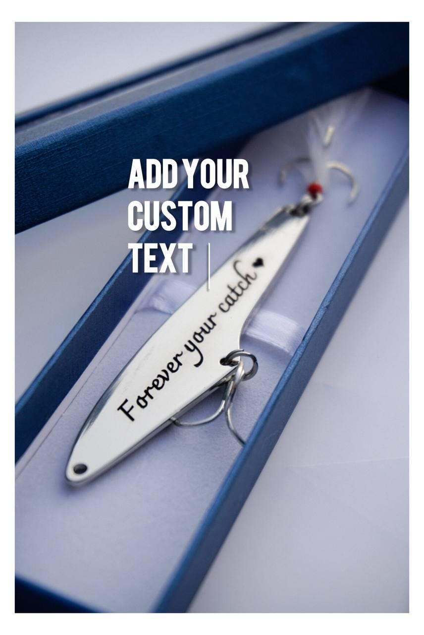custom made silver ware fishing lures Engraved Silver Fishing Lure: Personalized Keepsake Gift with Box