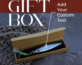 Personalized Engraved Fishing Lure Gift for Him – Custom 100g Metal Lure with Gold Magnetic Box, Unique Fishing Gift Engraved in USA