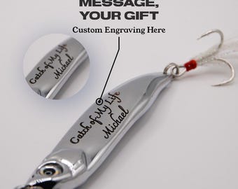 Personalized Fishing Lure Gift – Custom Engraved Metal Fish Hook – Keepsake for Dad, Husband, Grandpa  – USA Engraved - Fisherman gift