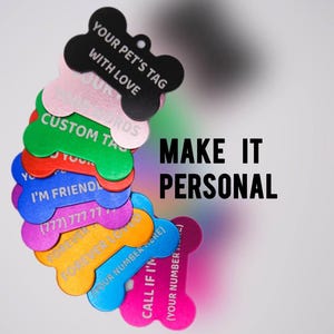 Personalized Pet ID Tag: Engraved Aluminum, Double-Sided, 9 Colors