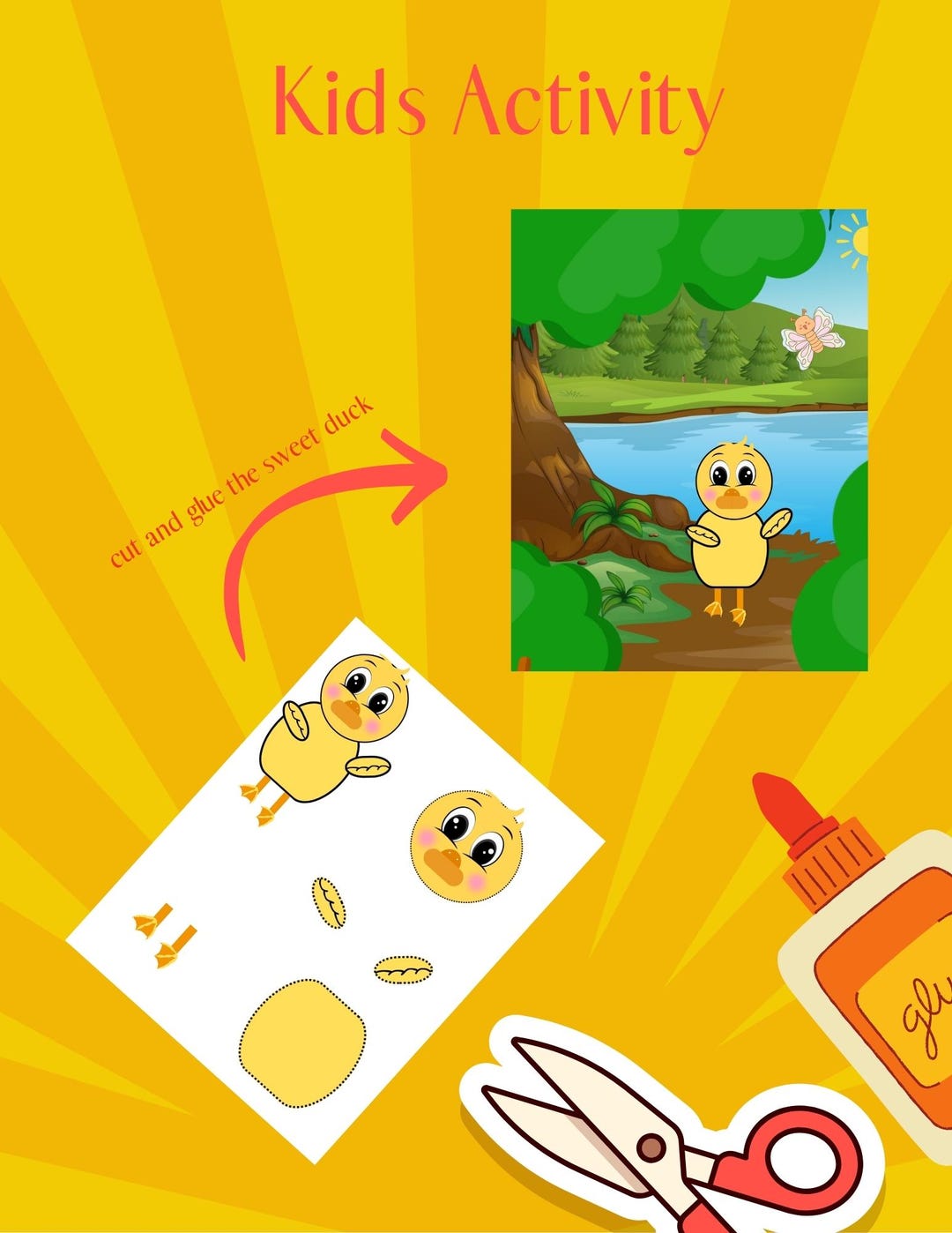 Cut and Glue Activity for Kids | Printable Duck Craft | Preschool Fine ...