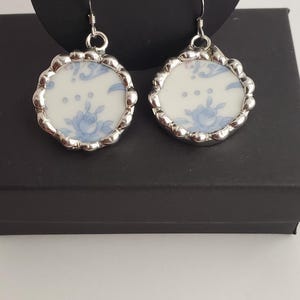 Handmade broken china earrings.