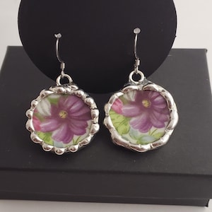 Handmade broken china earrings.
