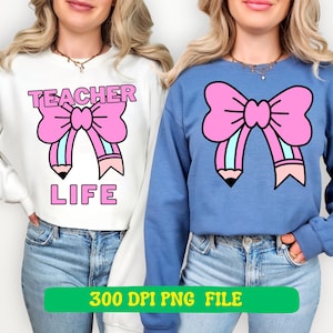 Pencil Bow PNG, Teacher Pencil Coquette Bow PNG, Coquette Pencil Bow Png Bundle, Coquette Teacher Shirt, Back To School, Teacher Gift PNG