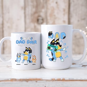 Personalized Cute Dad Coffee Mug, Perfect Gift for Father&#39;s Day Coffee Break, Personalized Dad Mug, Bluey coffee mug, Bluey mug