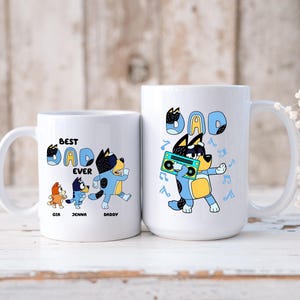 Personalized Cute Dad Coffee Mug, Perfect Gift for Father&#39;s Day Coffee Break, Personalized Dad Mug, Bluey coffee mug, Bluey mug