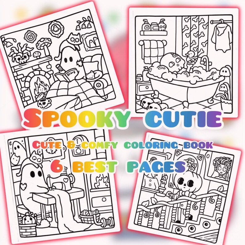 Coco Wyo Spookie Cutie Coloring Book 6 Pages, Cute, Comfortable ...