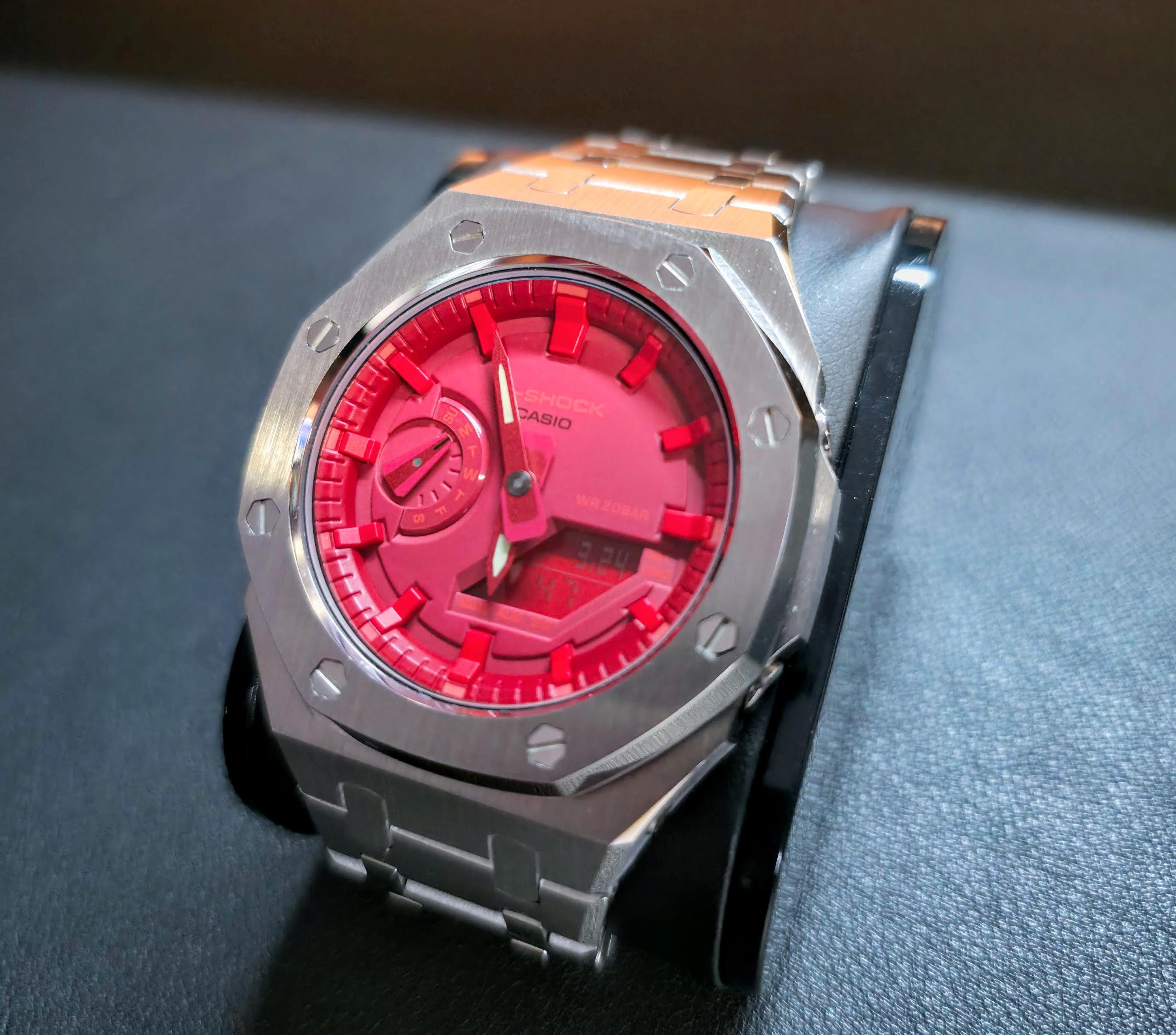 Casio G Shock GA-2100 Custom Built (red/silver) - Etsy