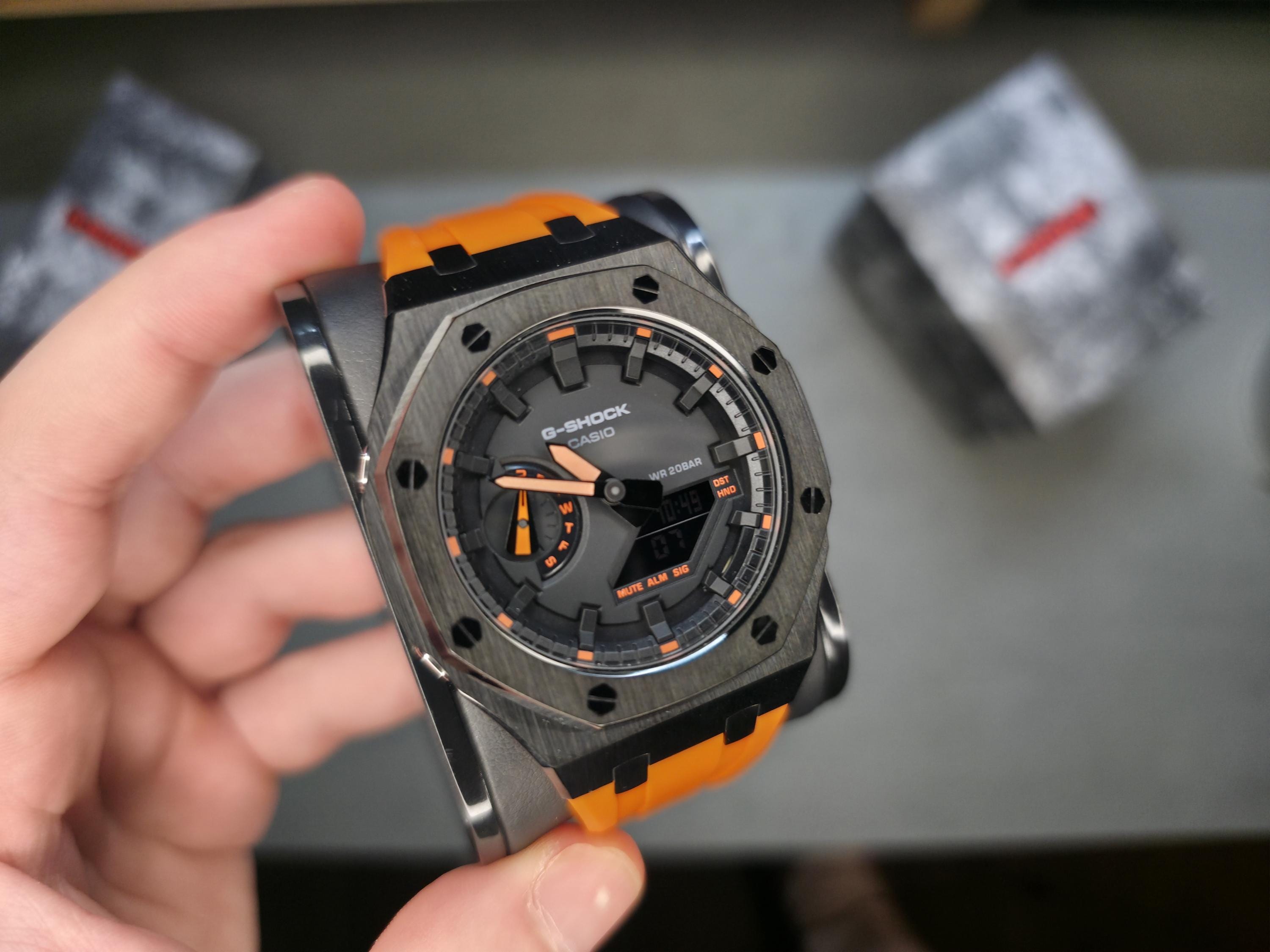 G-SHOCK Mod with Yellow Gold Steel Case, Black Strap and