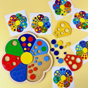 Montessori Flower Puzzle – Rainbow Colors & Size Sorting Game for Toddlers