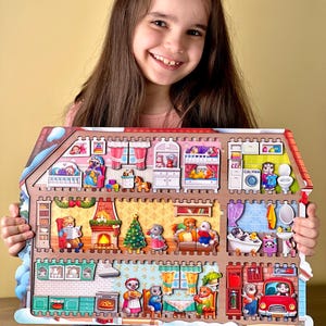 Монтессори Кошачий домик головоломка деревянная обучающая игрушка для детей ролевые игры мелкая моторика дошкольный подарок