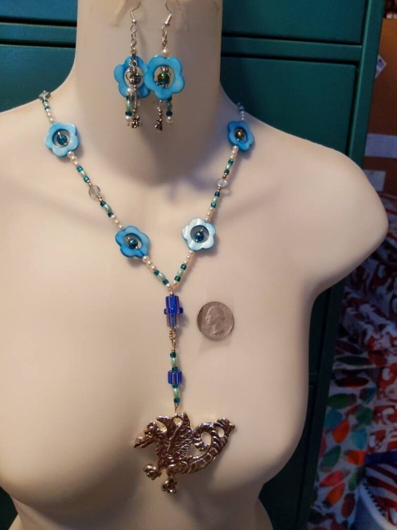 Dragon pendant and earrings