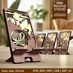 Supporto per telefono Deer Nature, supporto per telefono, file SVG tagliati al laser, file vettoriali per taglio laser, supporto per telefono regalo, supporto per cellulare, supporto da scrivania