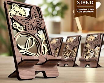 Butterfly Phone Stand, Phone Holder, Laser Cut Svg Files, Vector Files For Laser Cutting, Phone Stand Gift, Cell Phone Holder, Desk Stand