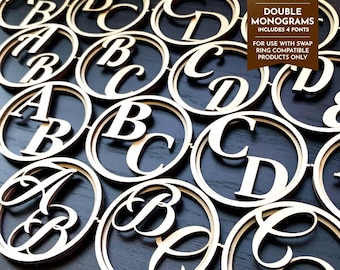 Swap Ring Bundle 05, SVG Font Bundle , Double Monograms, 4 Fonts, 104 Letters, Alphabet Laser Cut File for Glowforge, xTool, Dual-Letter
