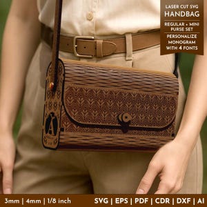 Wooden Clutch bag, Laser Cut svg File, Handbag Purse, Customize Personalize Monogram, Glowforge, Handbag svg, Clutch, CNC Vector template