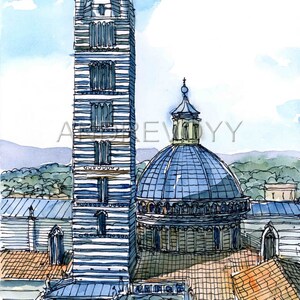Siena 7, Italy art print from an original watercolor painting