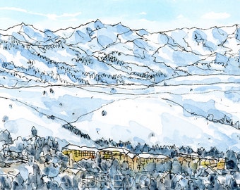 SUN VALLEY  IDAHO art print from an original watercolor painting