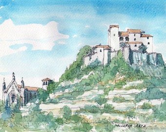 Majorca Arta art print from an original watercolor painting