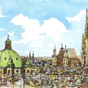 Vienna Austria art print from an original watercolor painting