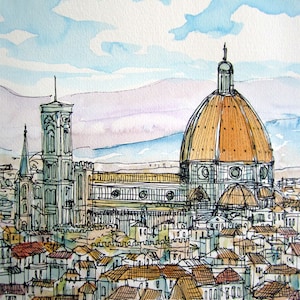 Florence Basilica di Santa Maria del Fiore 2 Italy art print  from an original watercolor painting