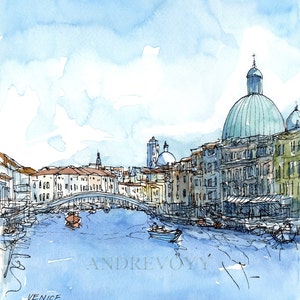 Venice Scalzi Bridge Italy art print from original watercolor painting