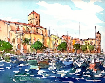 La Ciotat France art print from an original watercolor painting