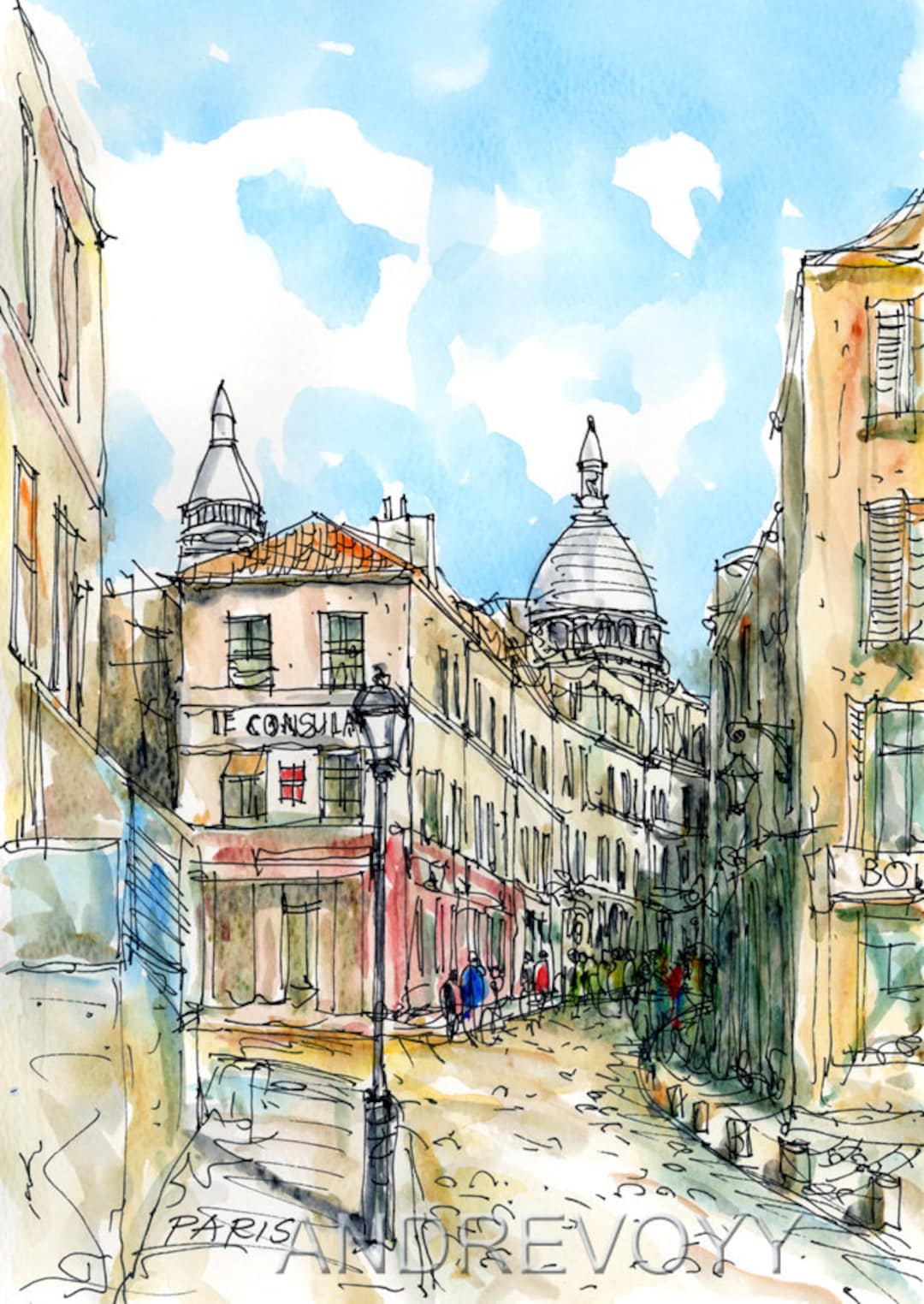 PARIS MONTMARTRE Art Print From an Original Watercolor - Etsy