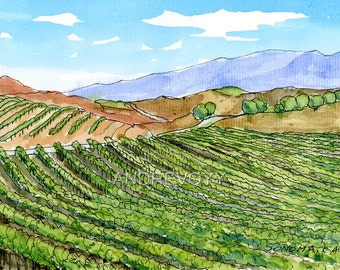 SONOMA COUNTY , CA art print from an original watercolor painting