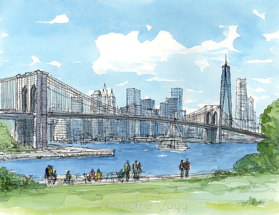 Brooklyn Bridge, New York, Art Print From an Original