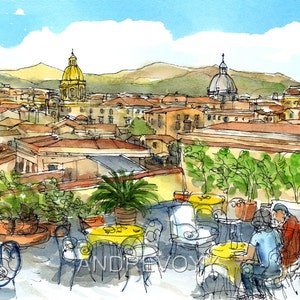 Sizilien Sizilien Italien Kunstdruck eines Original Aquarells