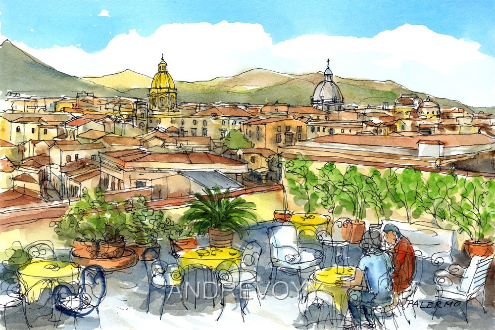 Palermo Sicilia Italia impresión de arte de una pintura original