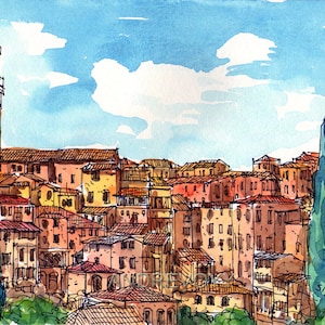 Siena Italy art print from an original watercolor painting image 1