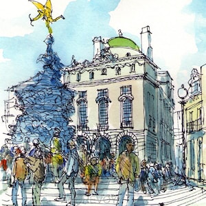 London Piccadilly Circus art print from an original watercolor painting