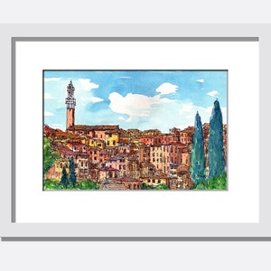 Siena Italy art print from an original watercolor painting image 2