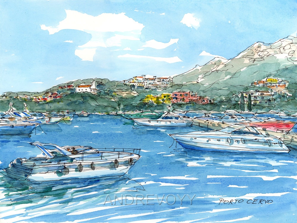 Porto Cervo Sardegna Sardinia Italy Art Print From an Original