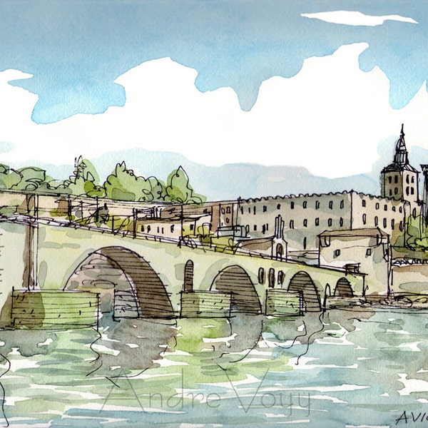 Avignon France art print from an original watercolor painting