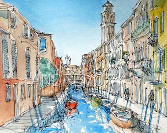 ヴェネツィア運河 エドゥアール・ジョルジュ リトグラフ 風景画