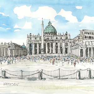 Vatican art print from original watercolor painting