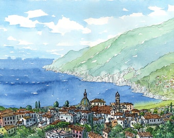 Vietri sul Mare Amalfi Coast art print from an original watercolor painting