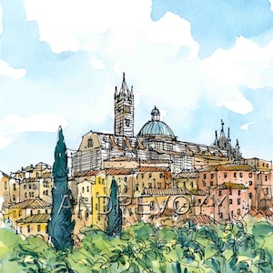Siena 6, Italy art print from an original watercolor painting