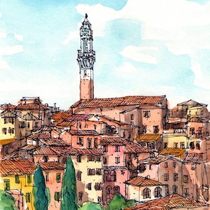 Siena 4, Italy art print from an original watercolor painting