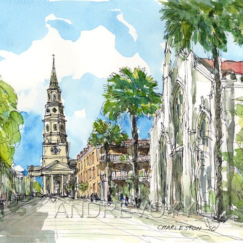 Charleston Sc Art Print From An Original Watercolor Painting | Etsy