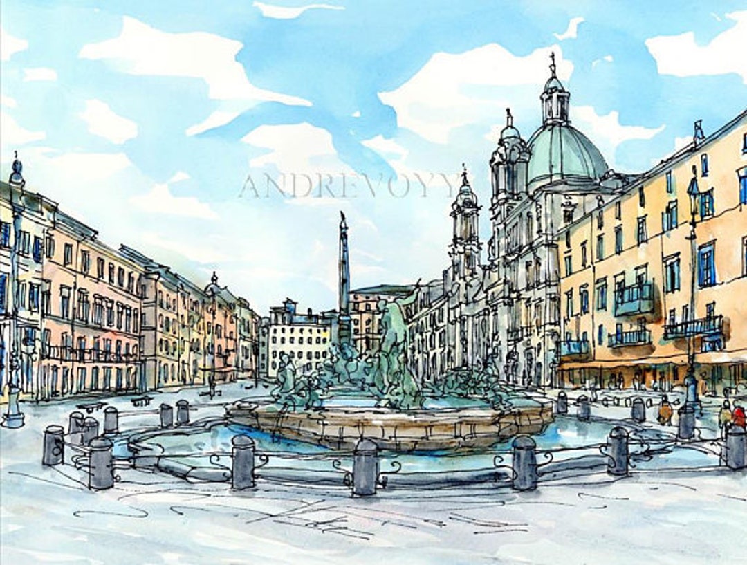 SALE!!! 絵 Piazza Navona ローマ、イタリア Rome Piazza Navona Italy Art Print From an Original