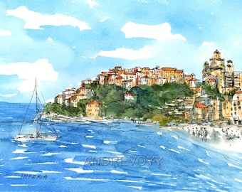 Imperia Italy art print from an original watercolor painting